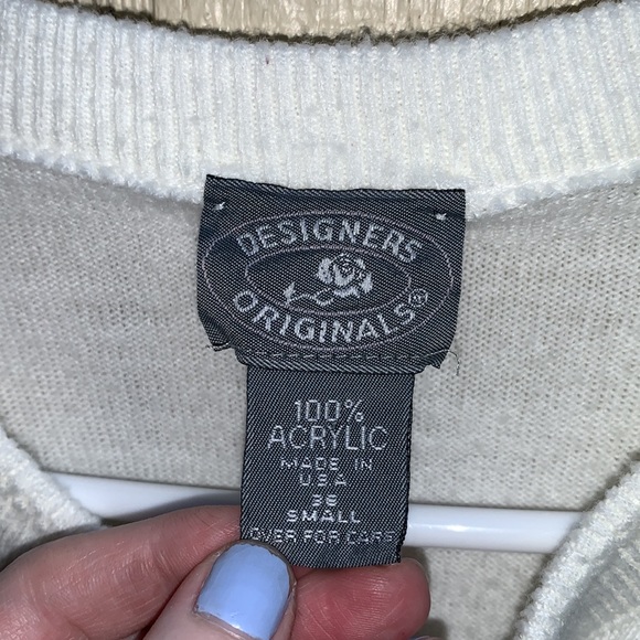 Vtg Designers Originals Winter White Cardigan Sweater Sz S button-up MADE IN USA - Picture 4 of 16